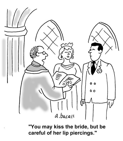 You may kiss the bride but be careful of her lip piercings.