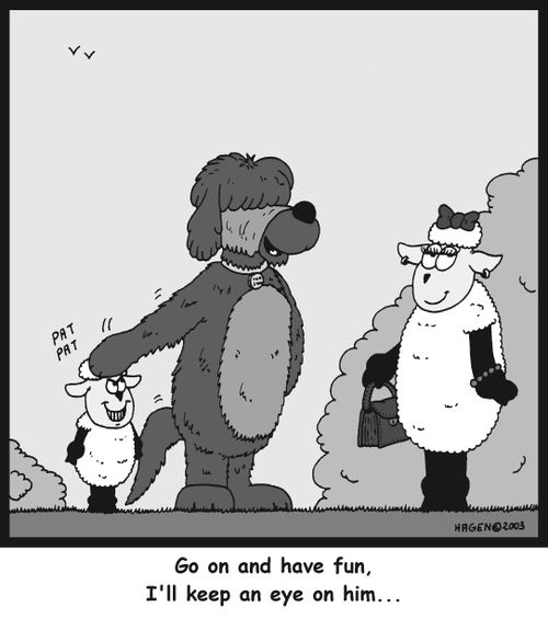 'Go on and have fun, I'll keep an eye on him...'