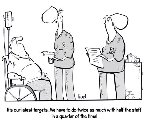 "It's our latest targets...We have to do twice as much with half the stuff in a quarter of the time!"