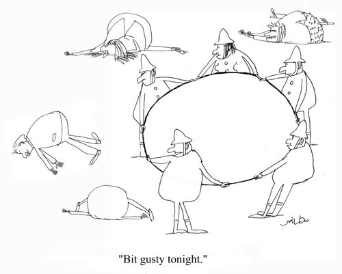 'Bit gusty tonight.'