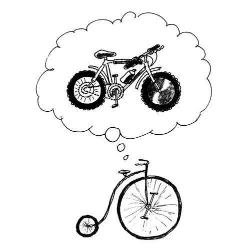 Penny farthing dreaming of mountain bike