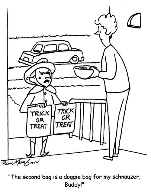 "The second bag is a doggie bag for my schnauzer, Buddy."