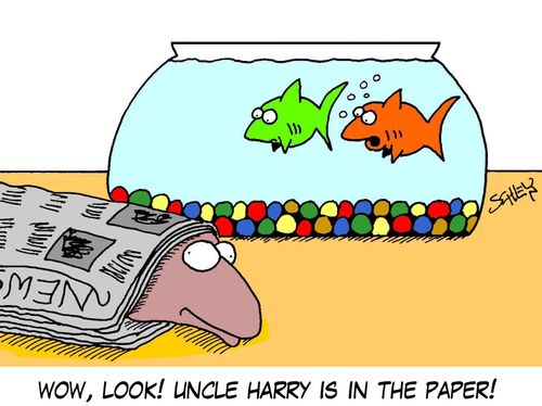 'Wow, look! Uncle Harry is in the paper!'