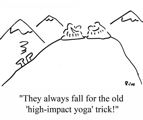 "They always fall for the old 'high-impact yoga' trick!"