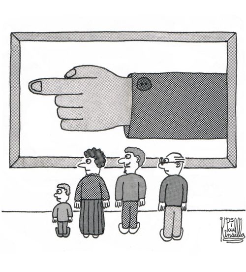 Painting of hand pointing,