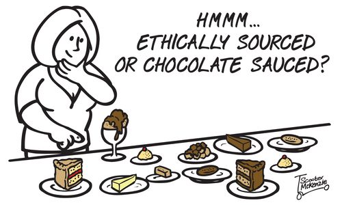 'Hmmm, ethically sourced or chocolate sauced?'