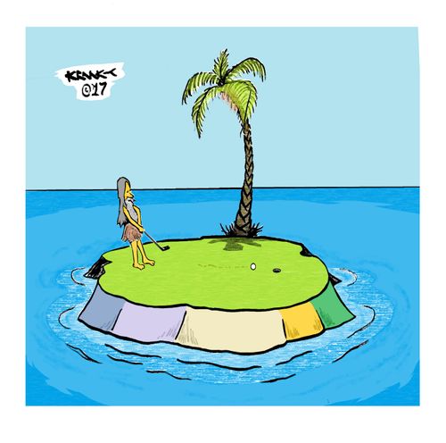 Desert island putting green.