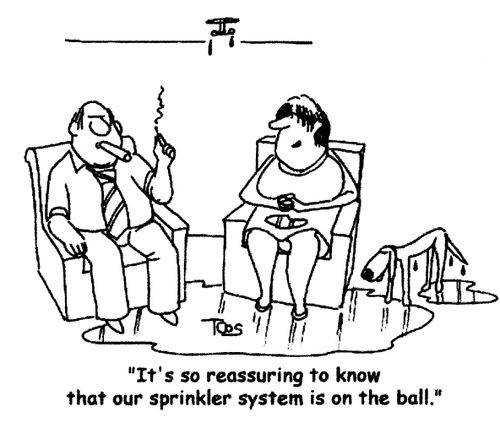 'It's so reassuring to know that our sprinkler system is on the ball.'