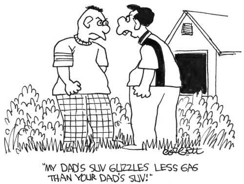My Dad's SUV guzzles less gas than your dad's SUV!'