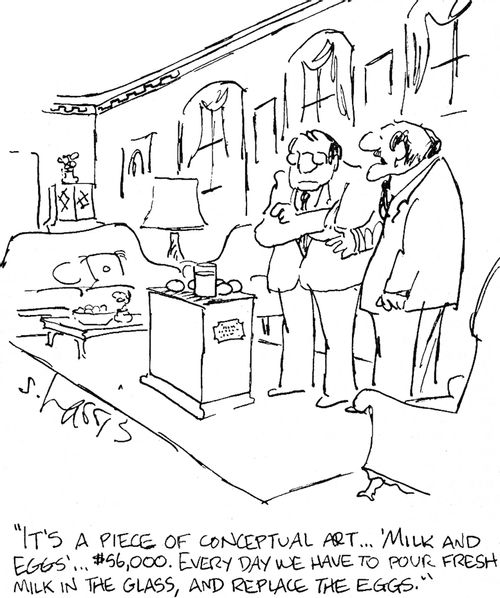 'It's a piece of conceptual art...'Milk and Eggs'...$56,000 Every day we have to pour fresh milk in the glass, and replace the eggs.'