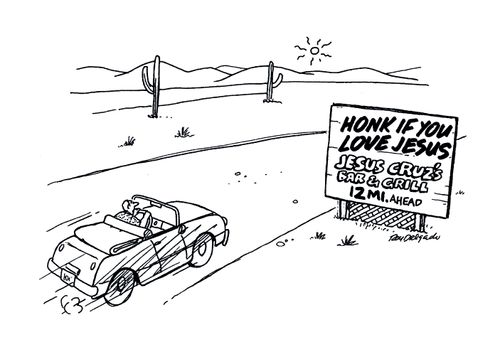 Honk if you love Jesus - Jesus Cruz's Bar & Grill 12 mi. ahead.
