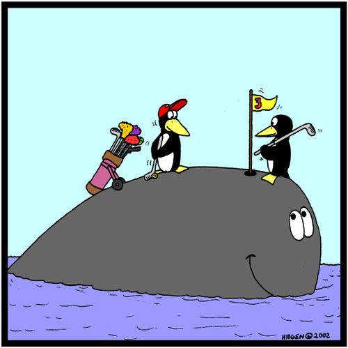 penguins playing golf