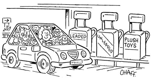 Pumps read: Leaded/Unleaded/Plush Toys.