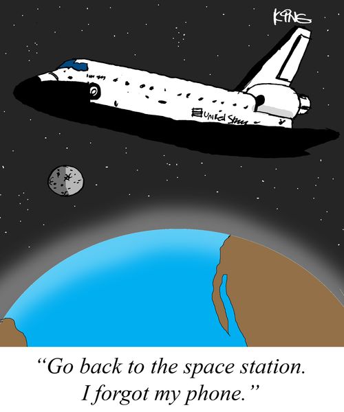 "Go back to the space station. I forgot my phone."