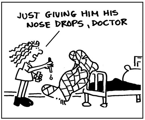 Just giving him his nose drops.