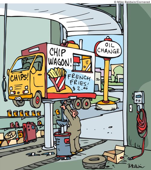 Chip wagon oil change. 