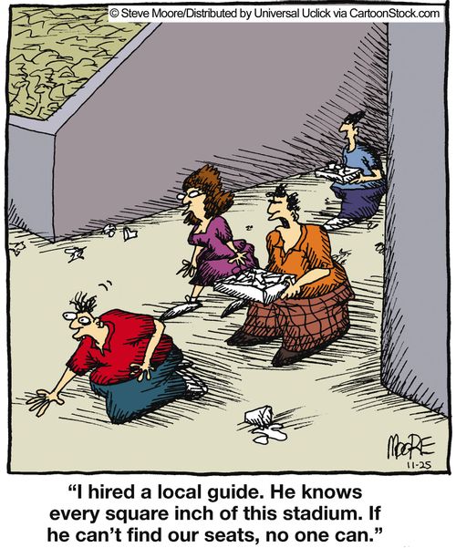 'I hired a local guide. He knows every square inch of this stadium...'