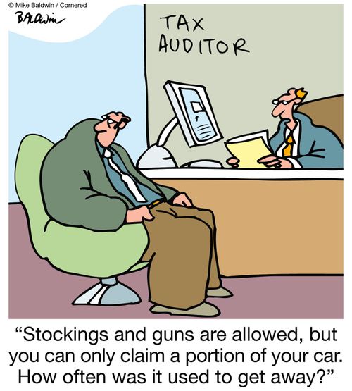 "Stockings and guns are allowed, but you can only claim a portion of your car. How often was it used to get away?"