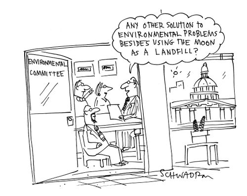 'Any other solution to environmental problems besides using the moon as a landfill.'