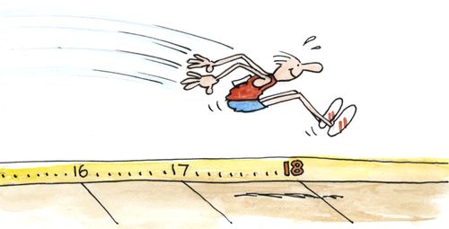 A long jumper reaching 18.