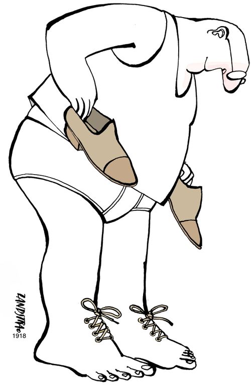 Man with laces on his feet.