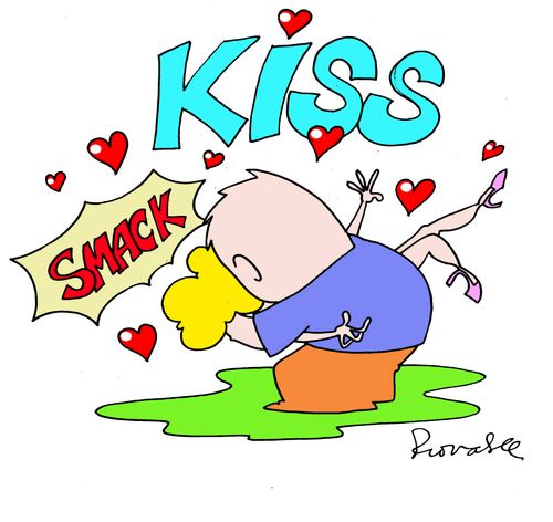 Kissing.