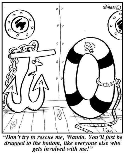 "Don't try to rescue me, Wanda. I'll just drag you to the bottom, just like everybody else!"