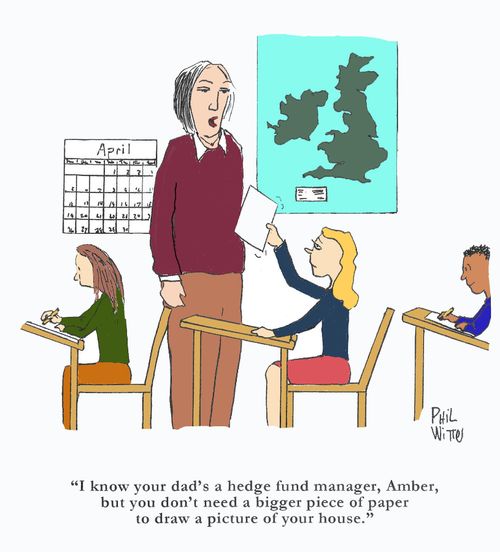 "I know your dad's a hedge fund manager, Amber, but you don't need a bigger piece of paper to draw a picture of your house."