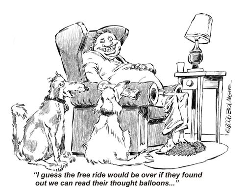 'I guess the free ride would be over if they found out we can read their thought balloons...'