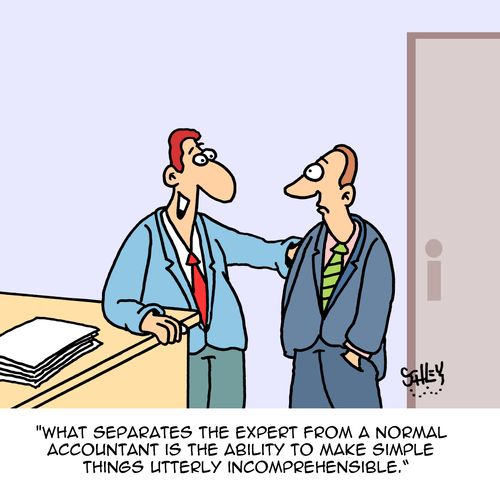 "What separates the expert from a normal accountant is the ability to make simple things utterly incomprehensible."