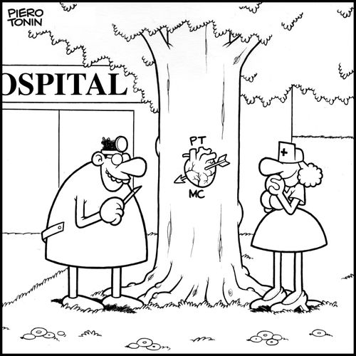 Doctor carves realistic heart on a tree.