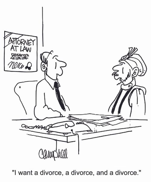 'I want a divorce, a divorce, and a divorce.'