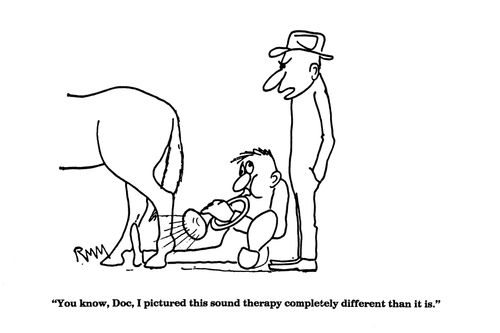 'You know, Doc, I pictured this sound therapy completely different than it is.'