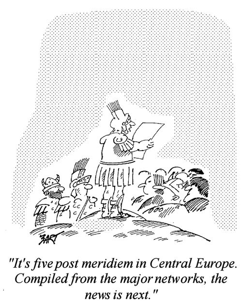  "It's five post meridiem in Central Europe. Compliled form the major networks the news is next."