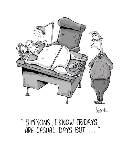Simmons, I know Fridays are casual days, but...