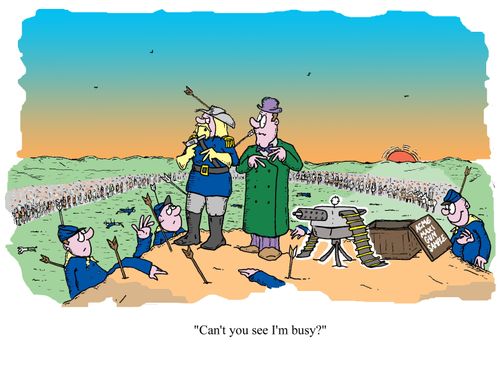 'Can't you see I'm busy?' - Machine Gun salesman rejected during battle.