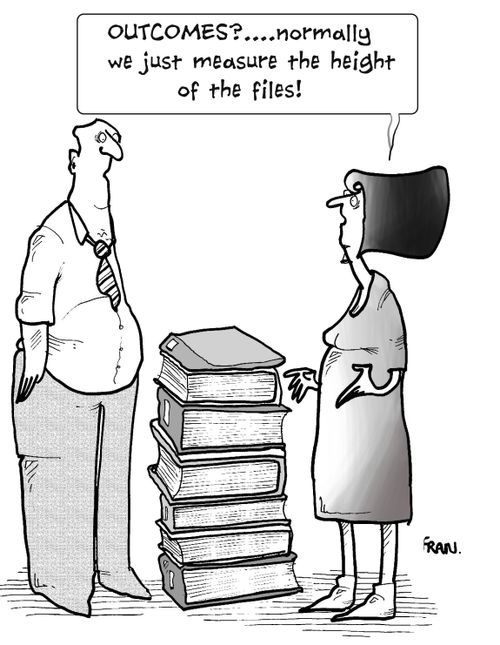 'Outcomes...normally we just measure the height of the files.'