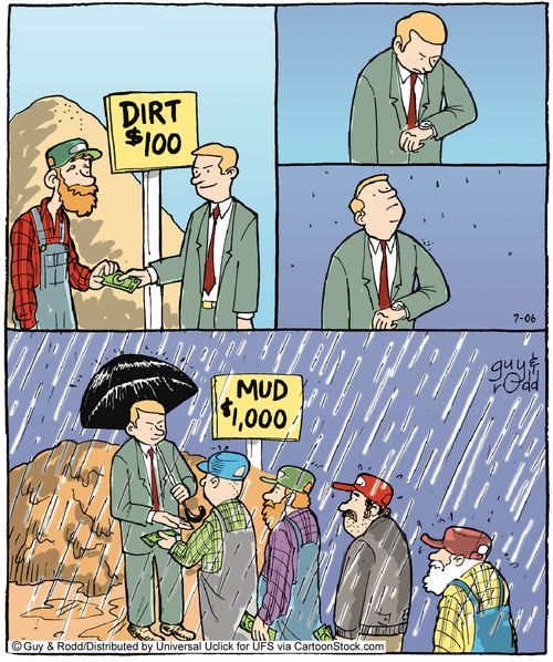 Man selling dirt and mud.