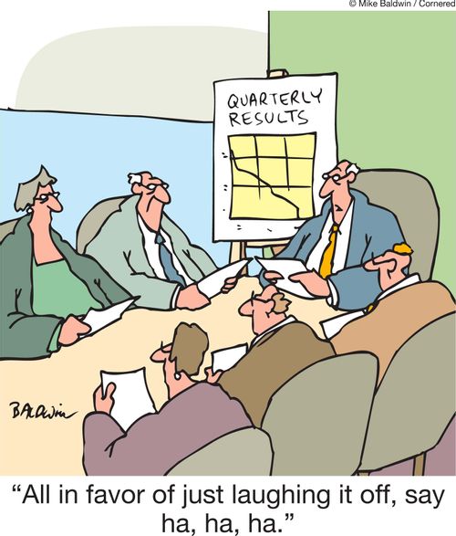 'All in favor of just laughing it off, say ha, ha, ha.'