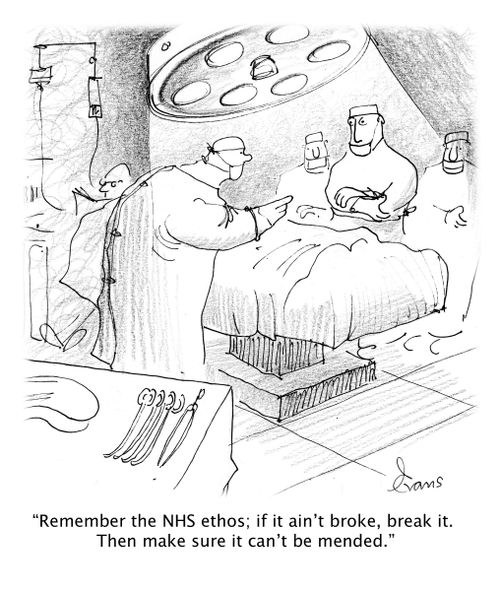 'Remember the NHS ethos; if it ain't broke, break it. Then make sure it can't be mended.'