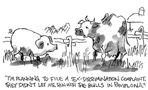 'I'm planning to file a sex-discrimination complaint.  They didn't let me run with the bulls in Pamplona.'