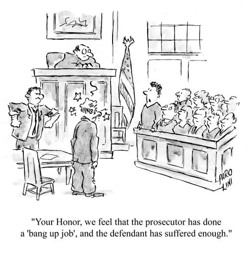 'Your Honor, we feel that the prosecutor has done a 'bang up job', and the defendant has suffered enough.'