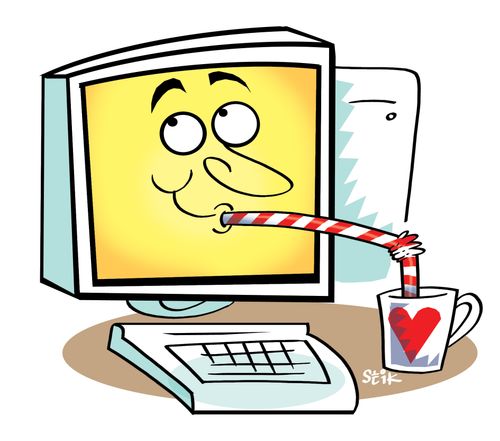 The Computer takes a drinks break.