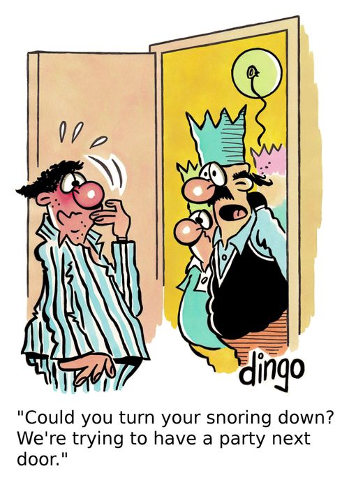 'Could you turn your snoring down? We're trying to have a party next door.'