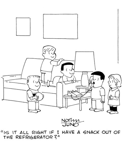 'Is it all right if I have a snack out of the refrigerator?'