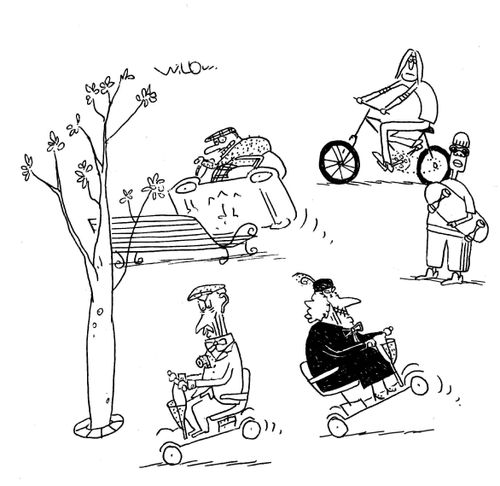 Pensioners run riot on mobility scooters.