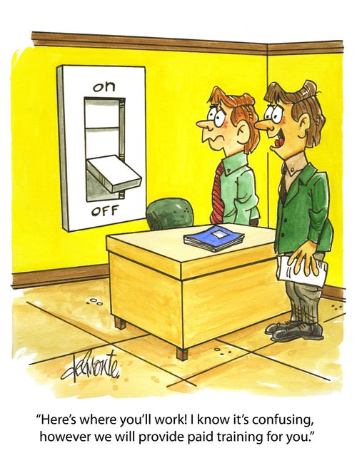 'Here's where you'll work! I know it's confusing, however we will have paid training for you.'