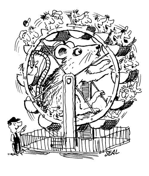 Fairground wheel operated by giant mouse