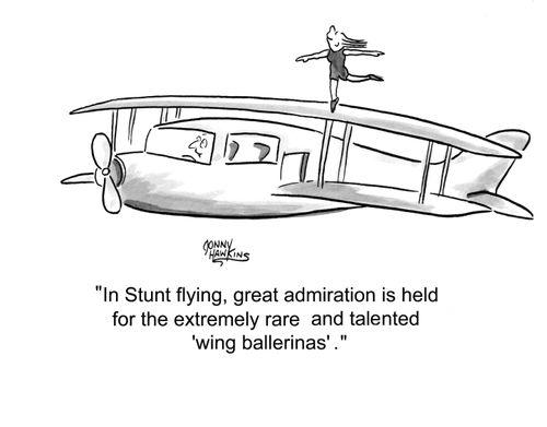 In stunt flying,great admiration is hael for the extremely rare and talented "wing ballerinas".
