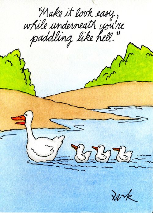 Make it look easy, while underneath you're paddling like hell.